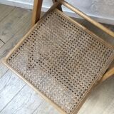 Vintage folding chair wood and caning