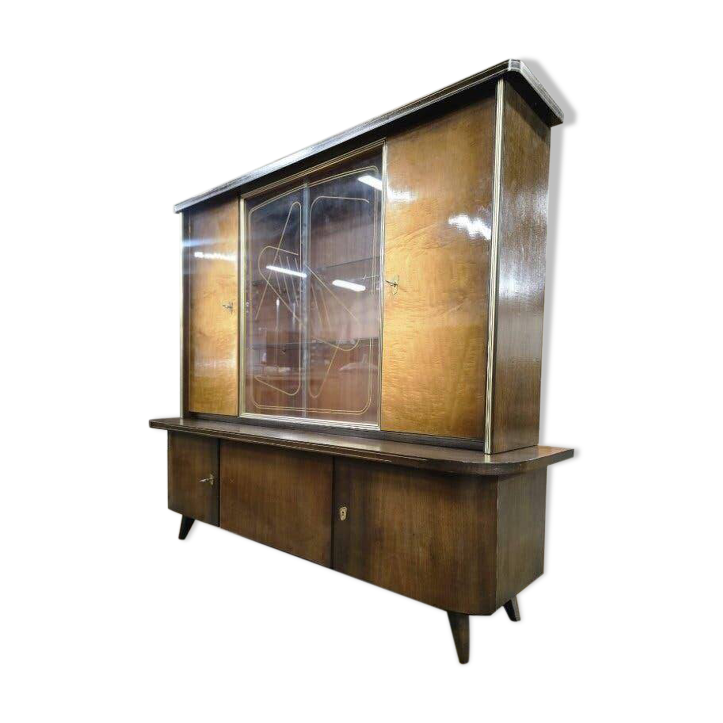 XL vintage wooden display cabinet/buffet/wall unit