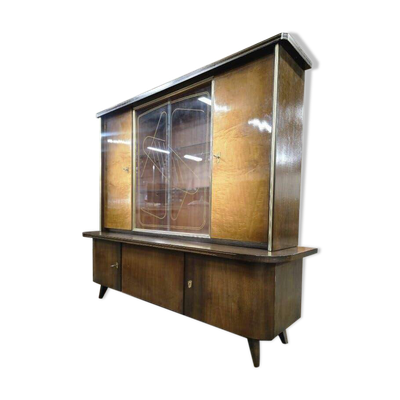 Vitrine/buffet/meuble mural vintage XL en bois