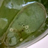 Large olive green Keralux Boch earthenware dish