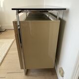 Modular enfilade design — champagne lacquer & chrome steel — 1980s-90s