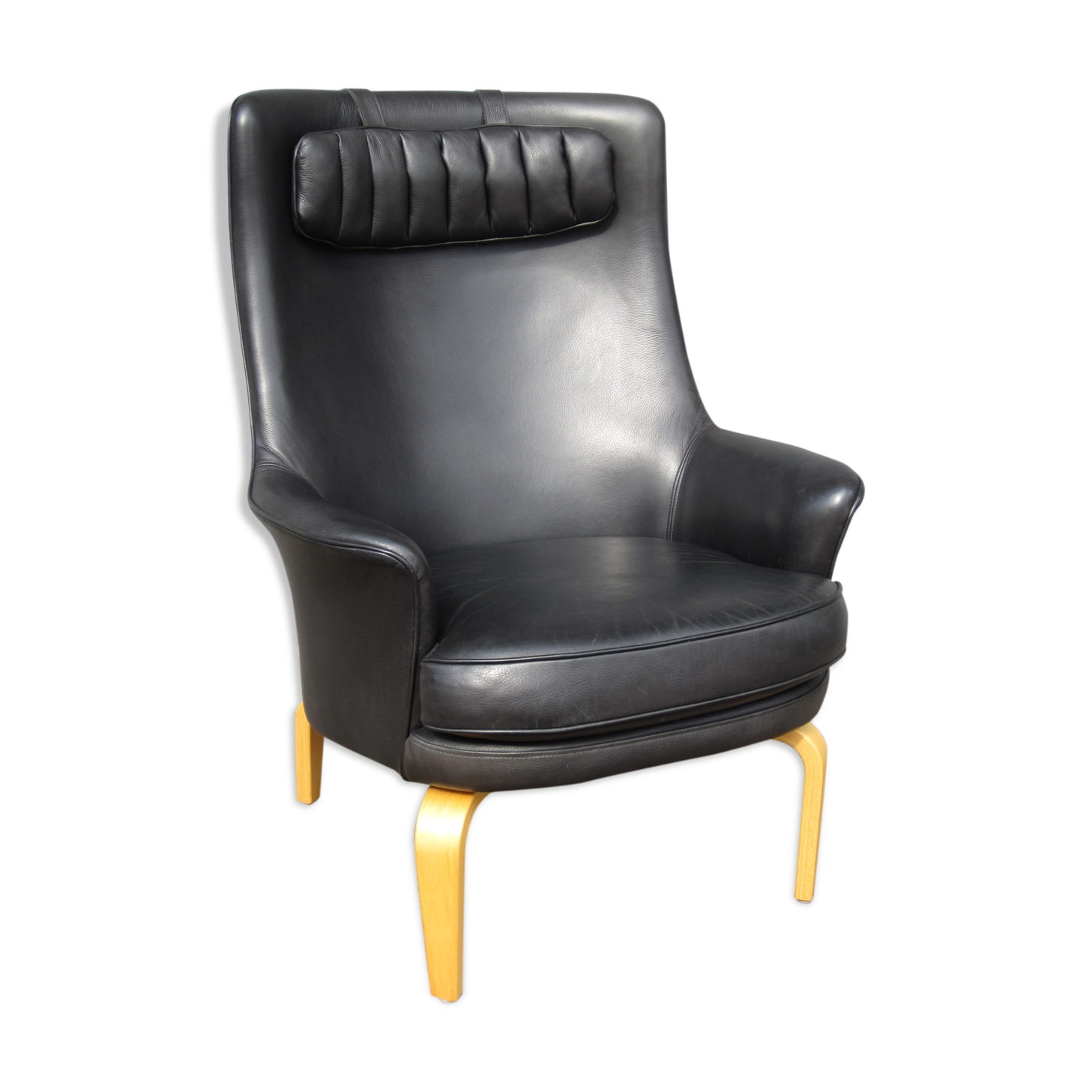 Pilot Scandinavian armchair by Arne Norell in black leather