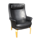 Scandinavian Pilot armchair by Arne Norell in black leather.