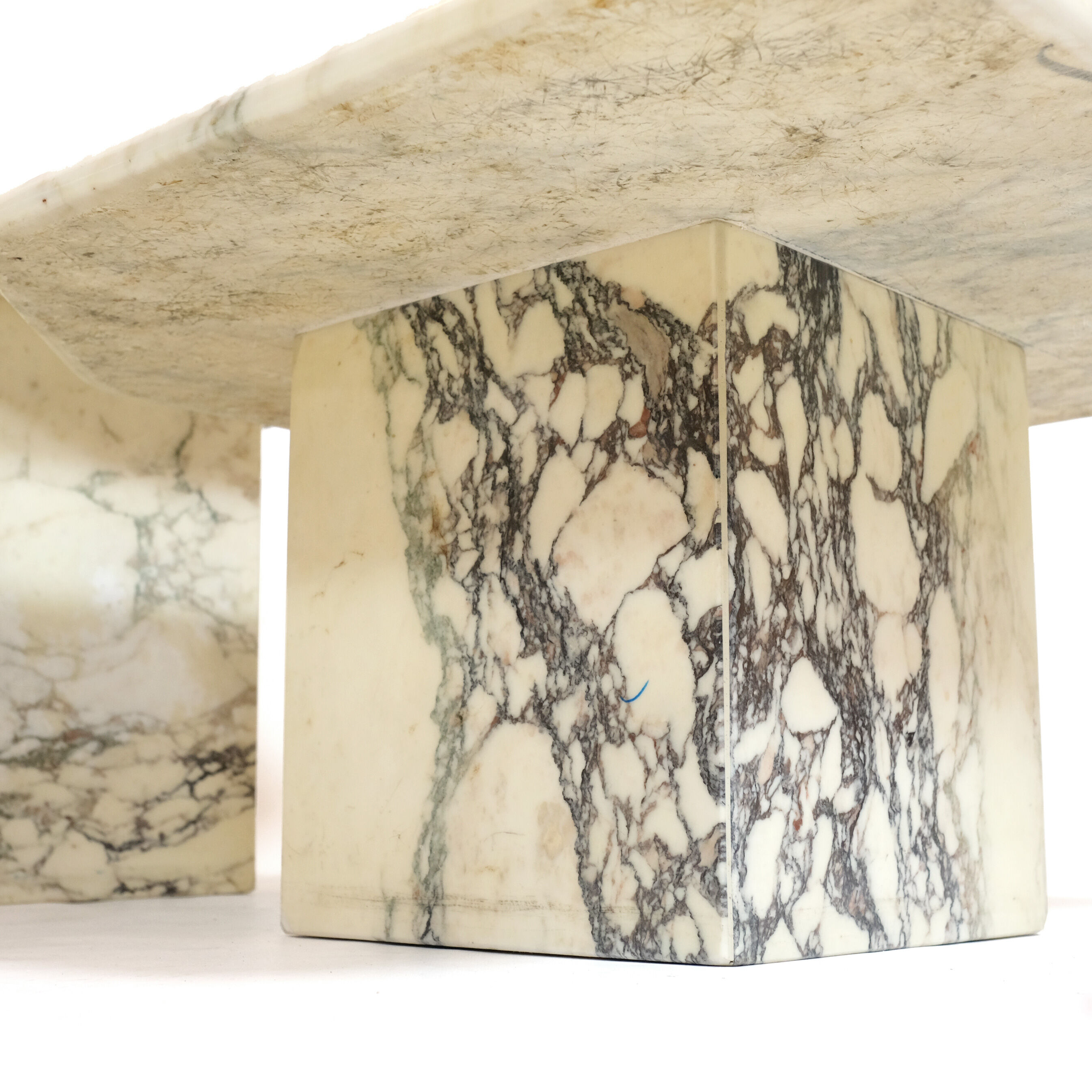 Suite of three marble trundle tables, 1970s