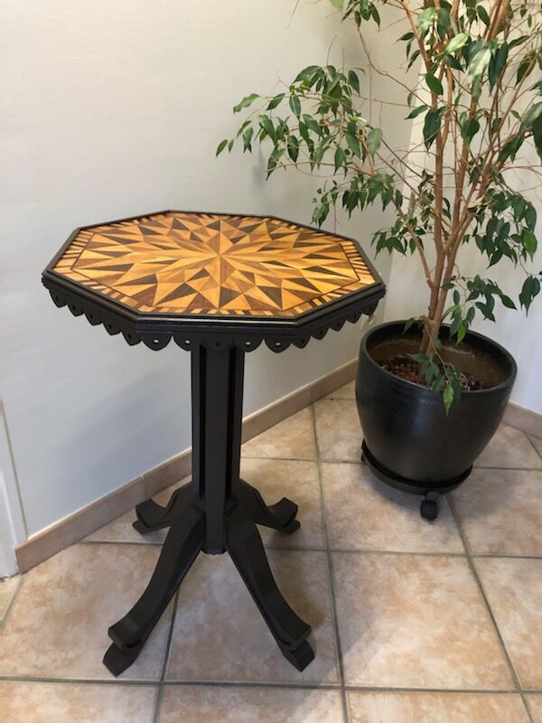 Octagonal inlaid pedestal table