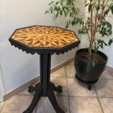 Octagonal inlaid pedestal table