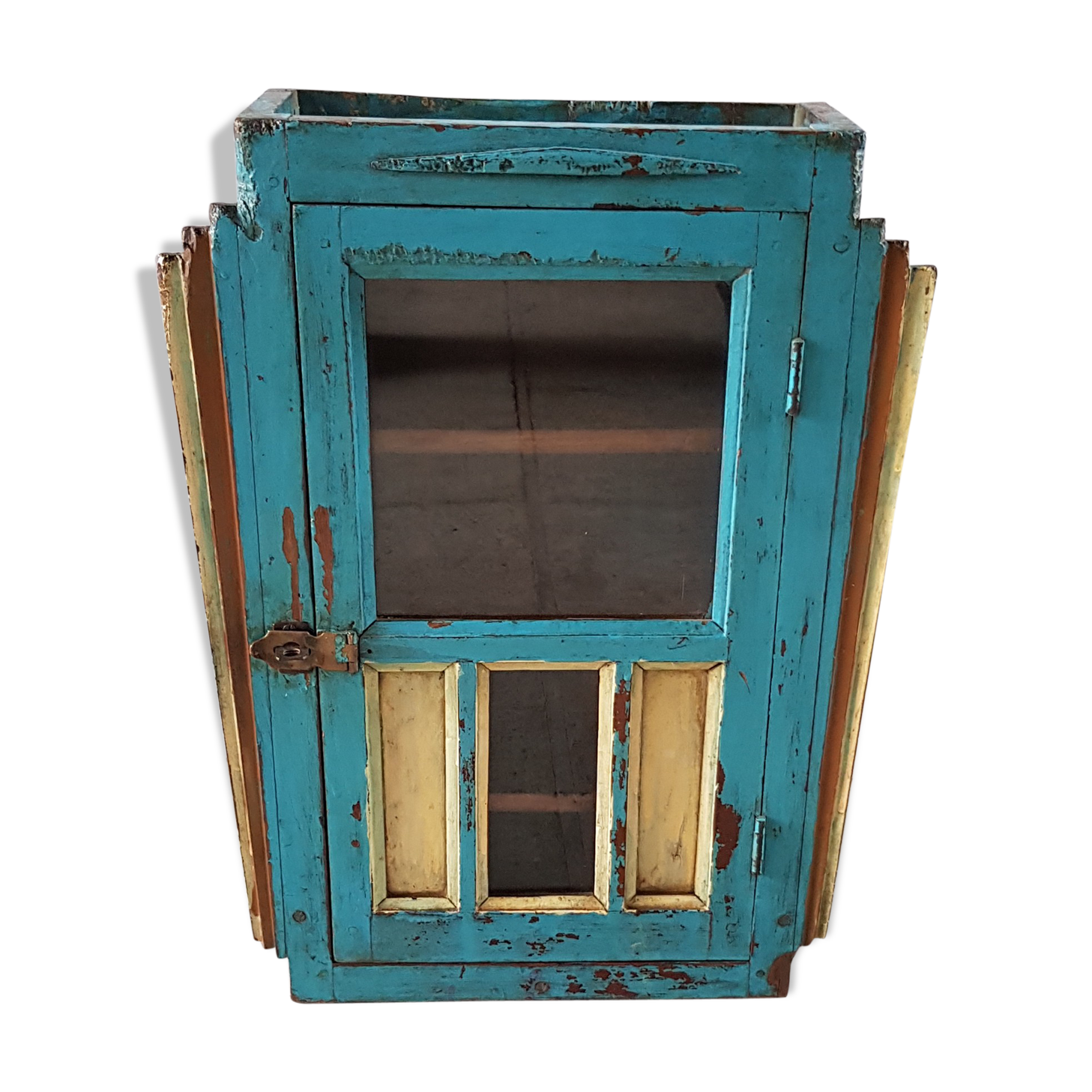 Old window - teak wall shelf