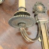 Antique Pair of Gilded Bronze Wall Lights Empire Louis XVI Acanthus Leaf 19th Century