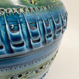 Aldo Londi vase, Rimini Blue, blue-green glazed ceramic, Bitossi, 1960