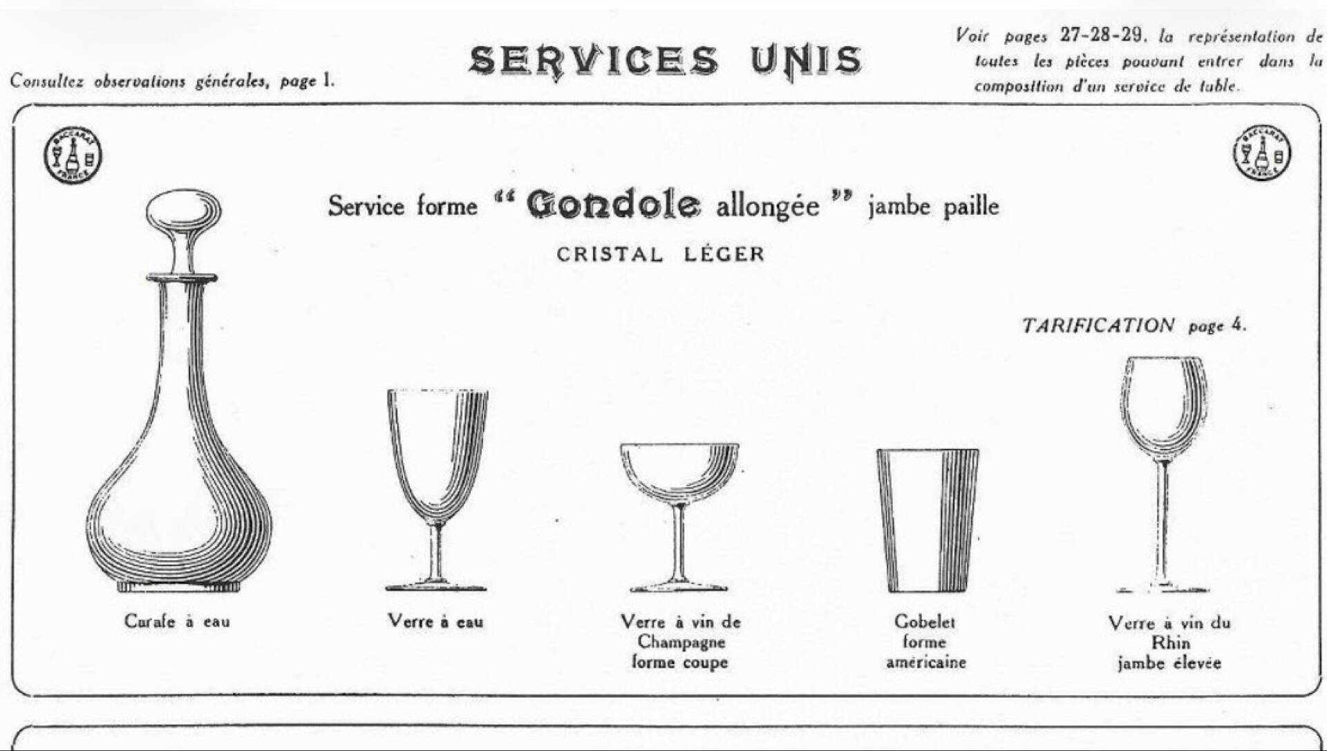 6 Baccarat glasses Funel shaped late 19th - early 20th century 