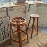 3 vintage rattan stools from the 70s