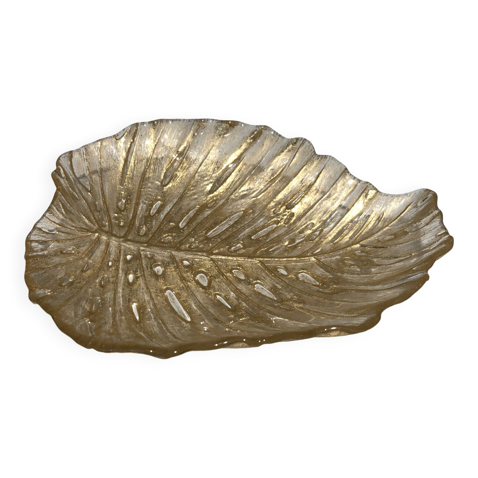 Leaf-shaped ashtray in Murano crystal