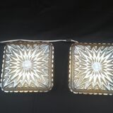 Pair of honey-colored ceiling lights