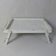 Vintage wooden tray breakfast in bed