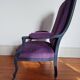 Voltaire armchair from the 19th century, purple velvet