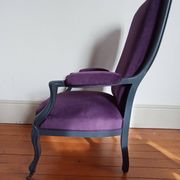 Voltaire armchair from the 19th century, purple velvet