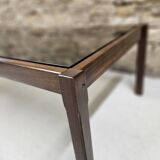 Teak coffee table with smoked glass 1970"