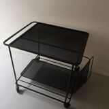 Perforated black metal trolley service, Matégot 1950 design