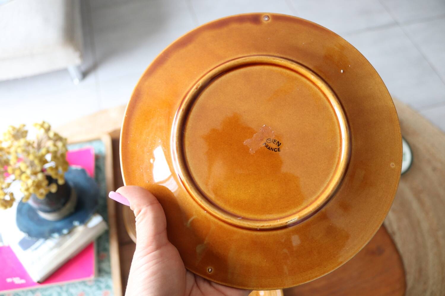 6 dessert plates barbotines leaves giens