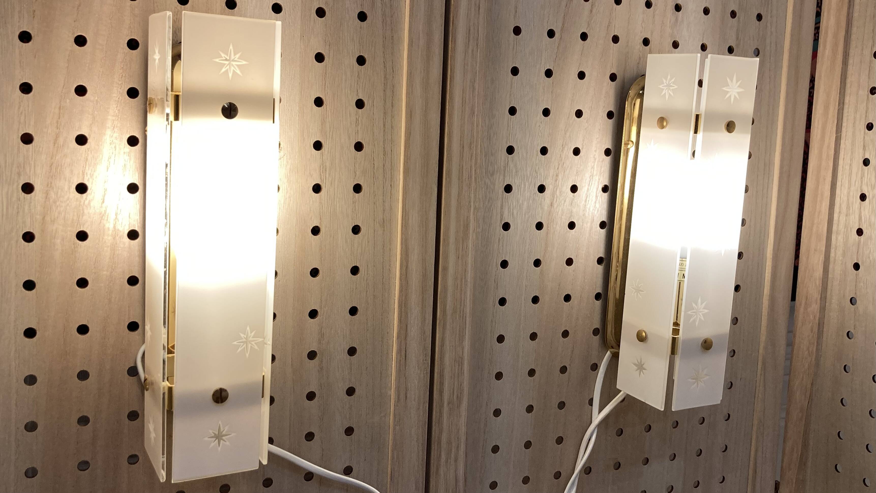 Pair of glass wall lights scandinavian design 1960.
