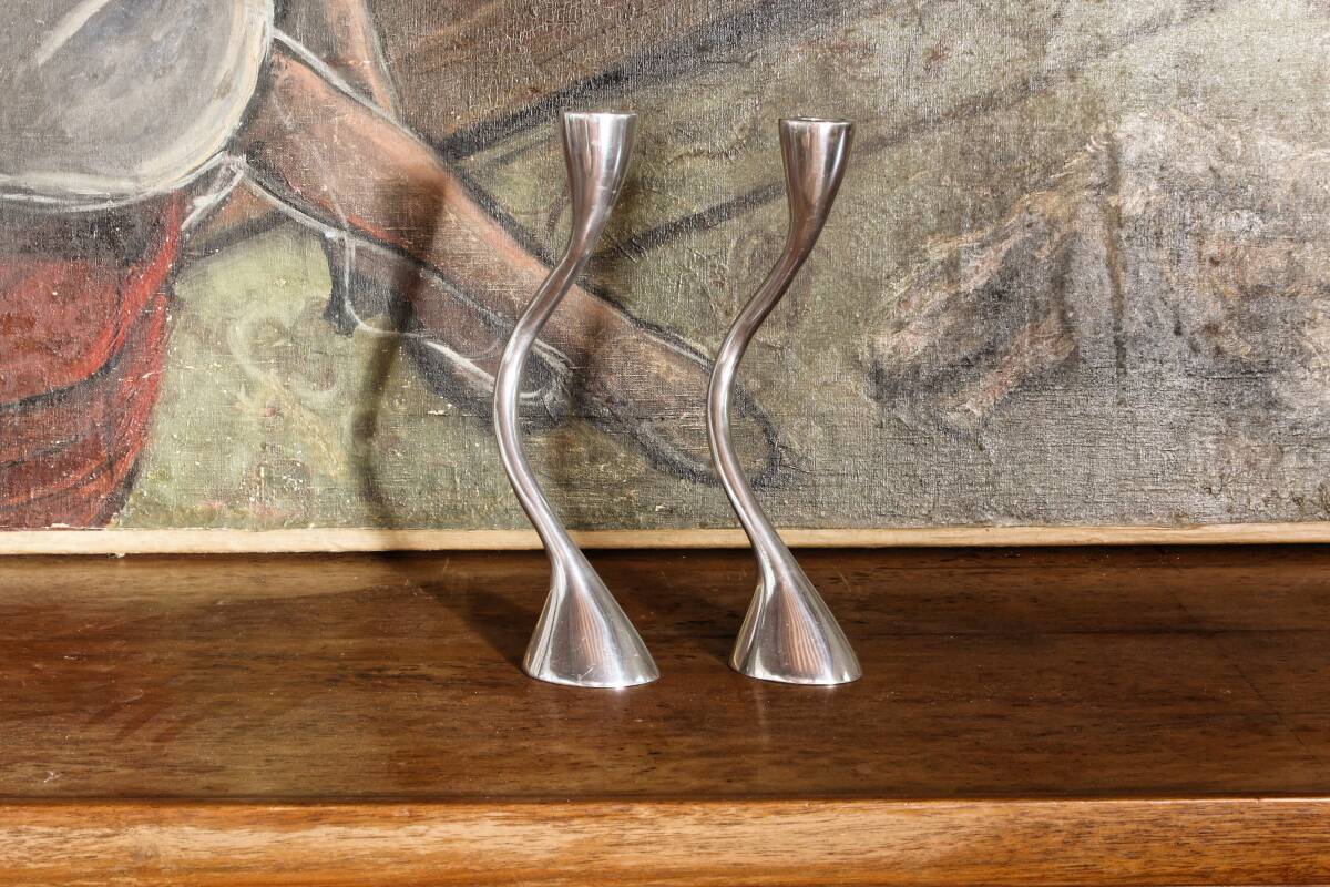 2 bougeoirs zig zag, design Xavier Lust