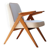 Fauteuils vintage blanc boucle bois naturel mobilier scandinave
