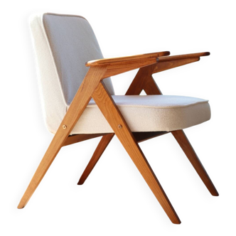 Fauteuils vintage blanc boucle bois naturel mobilier scandinave
