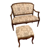 Vintage Louis XVI style bench and footrest