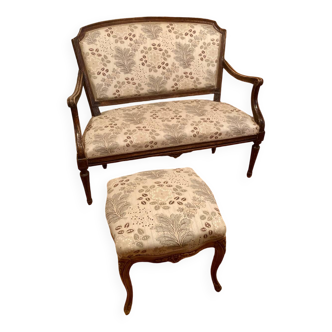 Vintage Louis XVI style bench and footrest