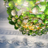 Lustre vintage à feuilles Murano en laiton massif