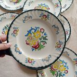 Set of 8 vintage Longwy Vieux Rouen dessert plates