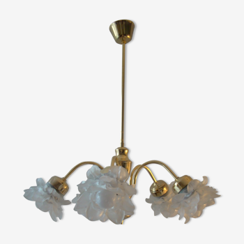 Vintage chandelier with roses in glass paste