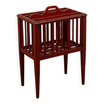 Wooden magazine rack, red patina, England circa 1900