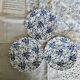 3 assiettes à dessert vintage anglaises Royal Tudor modèle bouquet bleu