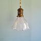 Large Holophane pendant light in clear ribbed glass, 1920-30.