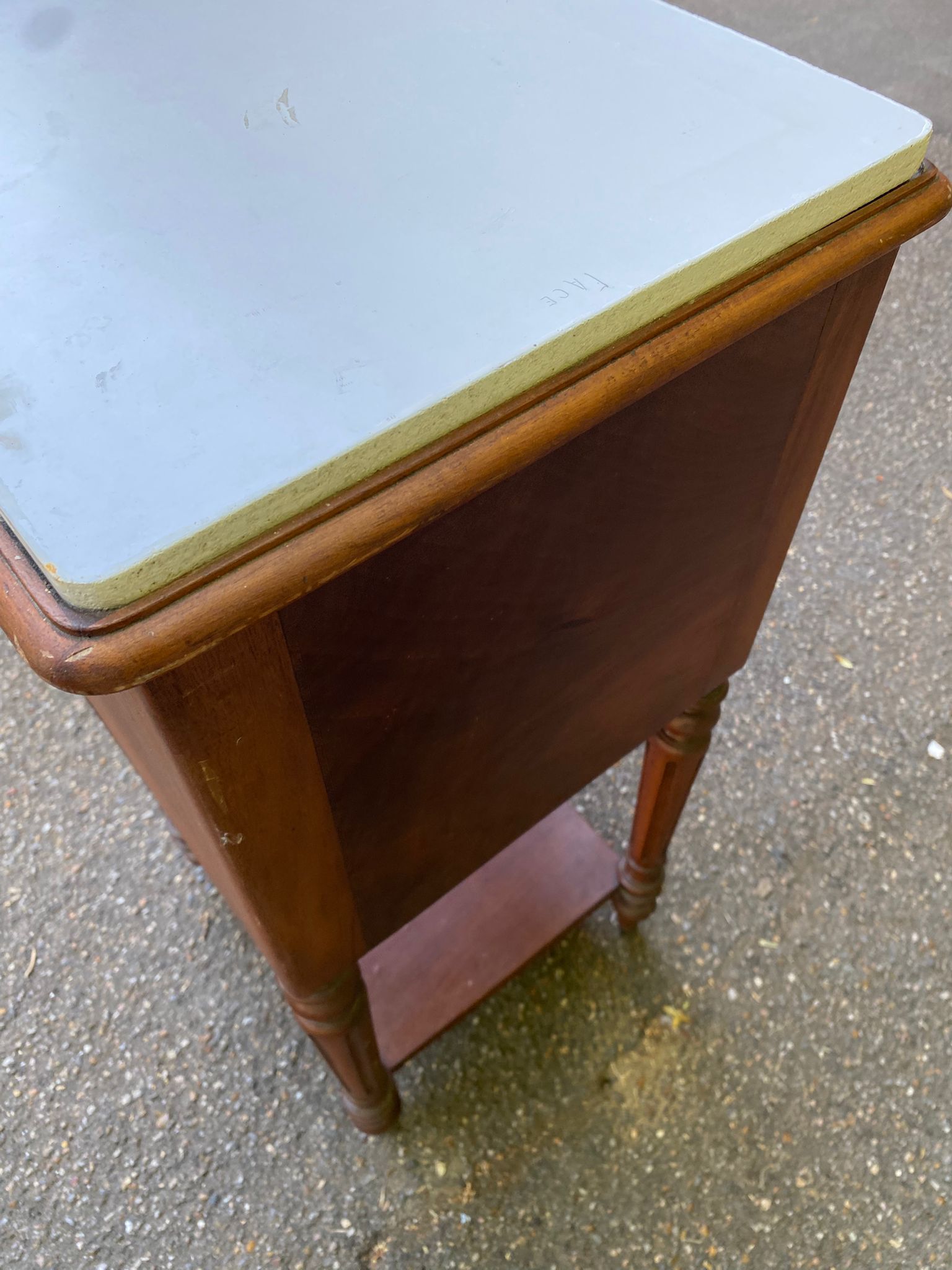 19th-century solid wood Henri II bedside table