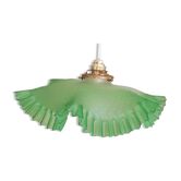 Suspension, luminaire vintage en verre givré  vert