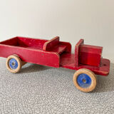 Red wooden flatbed truck. 1930s-40s