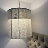Old linen lampshade with monogram and fern by Henri Matisse