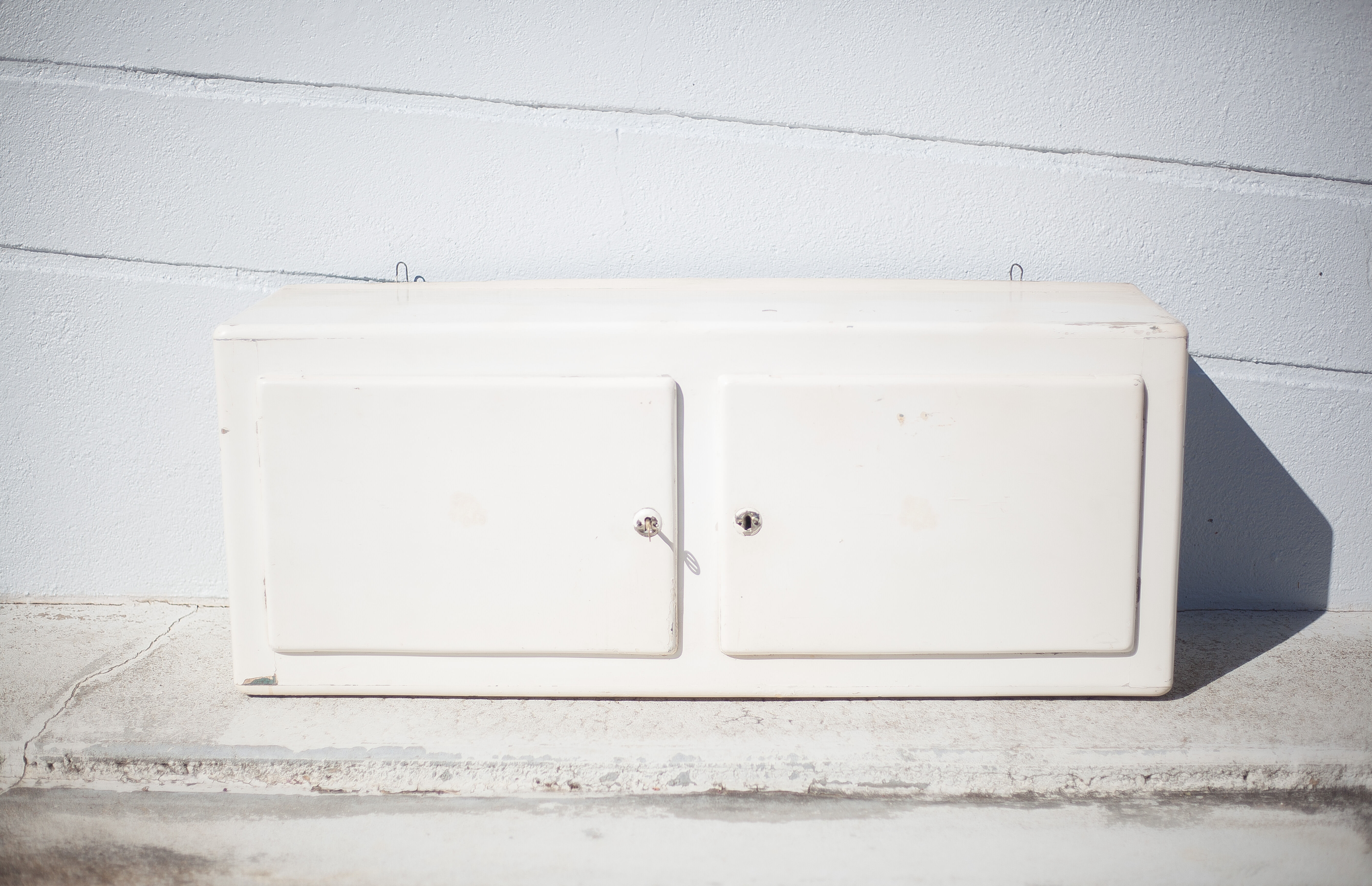 Vintage kitchen cabinet, wooden furniture 2 doors, cupboard, kitchen storage, wall cabinet