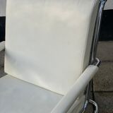 Vintage leather tubular chrome arm chair