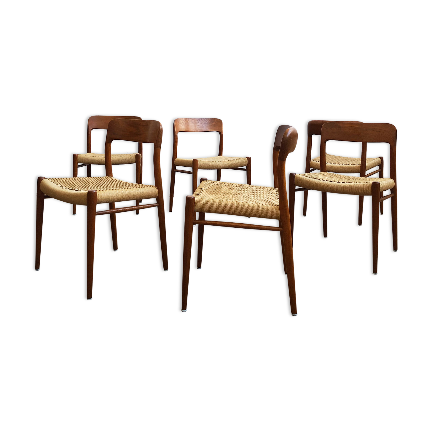Danish dining chairs, model 75 by Niels O. Møller
