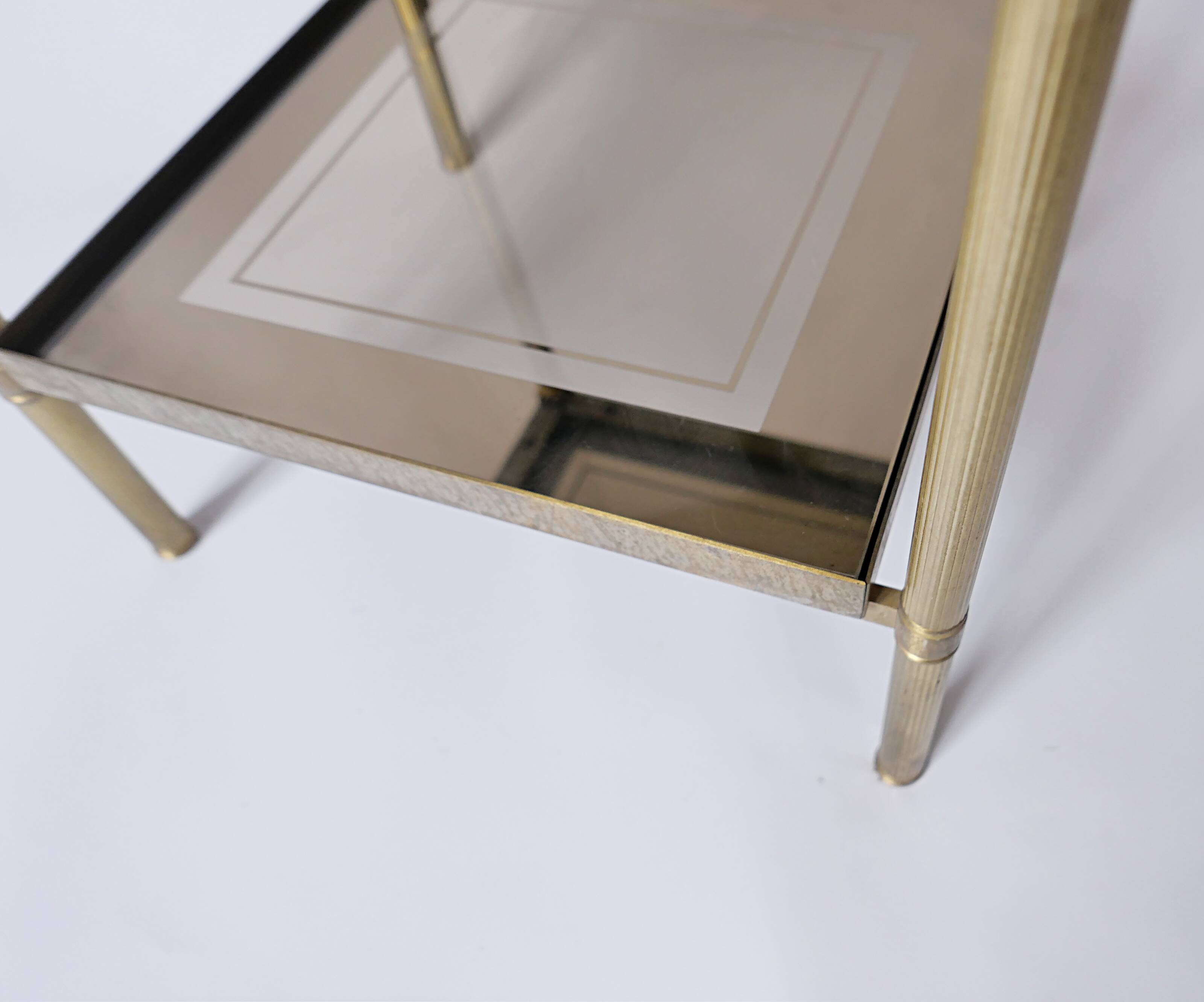 saddle table in brass smoked glass mirror old vintage Jansen house