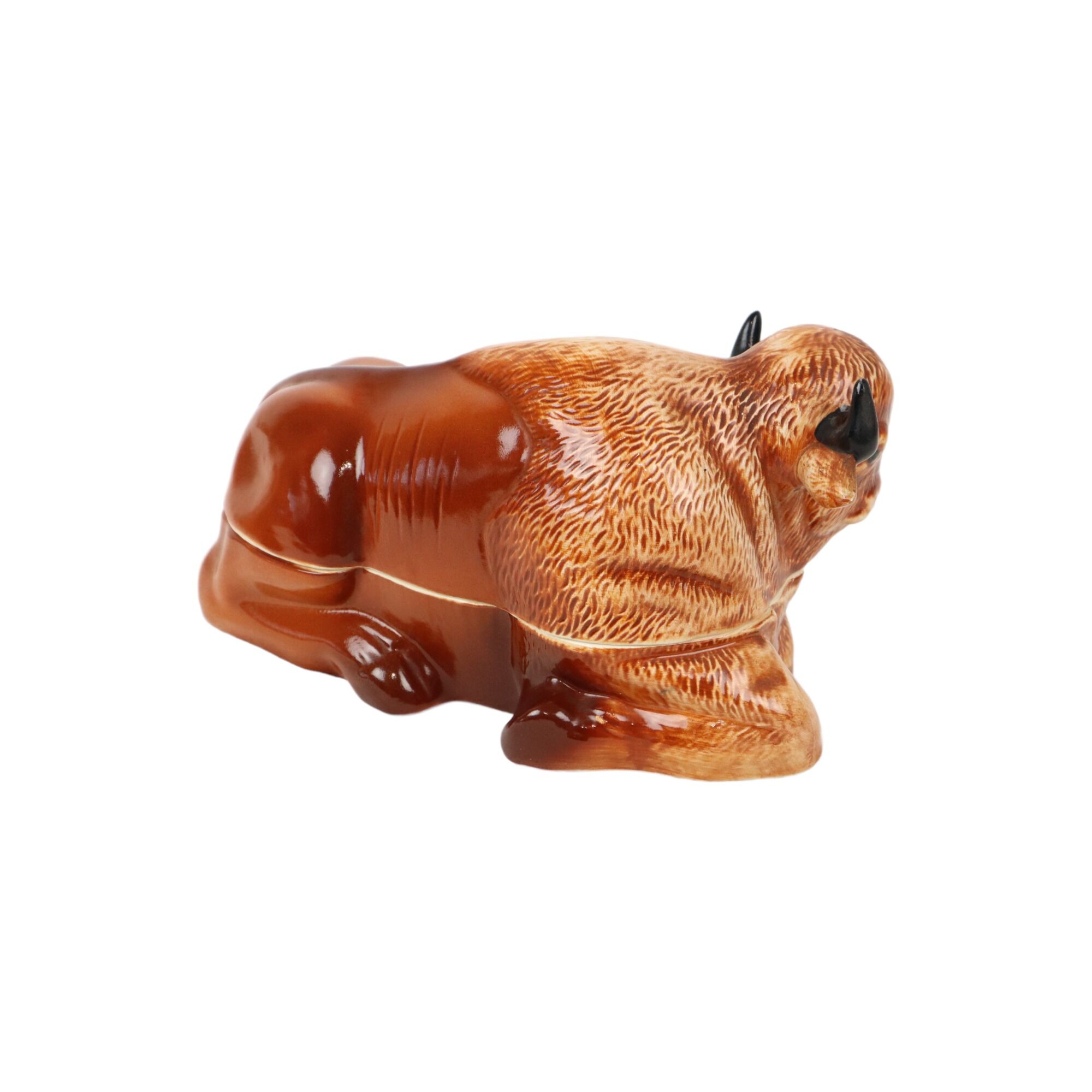 Sixties michel caugant bison tureen pâté mold glazed earthenware 25cm