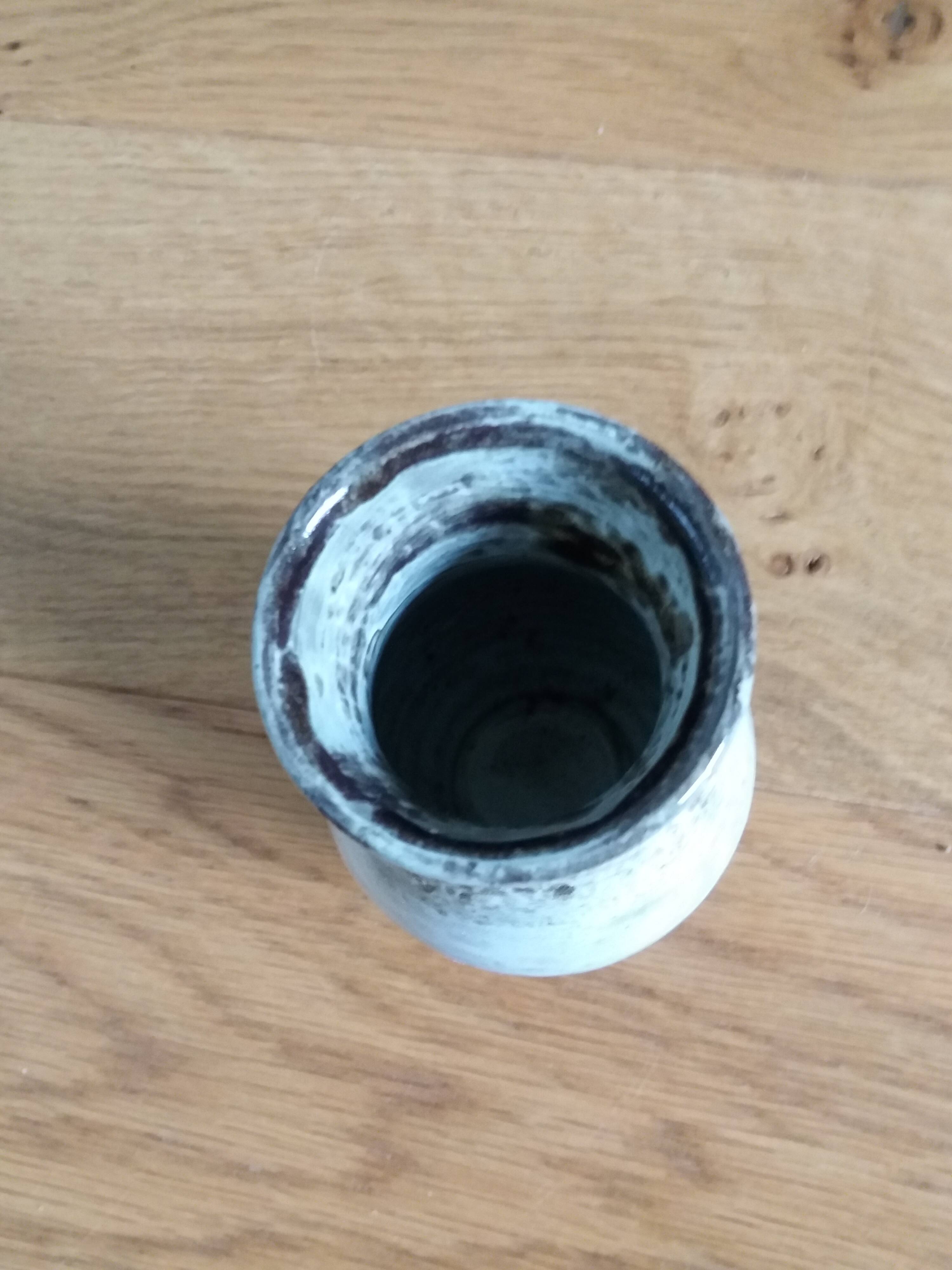 Enamelled stoneware vase Turgis artisanal pottery in Noron La Poterie