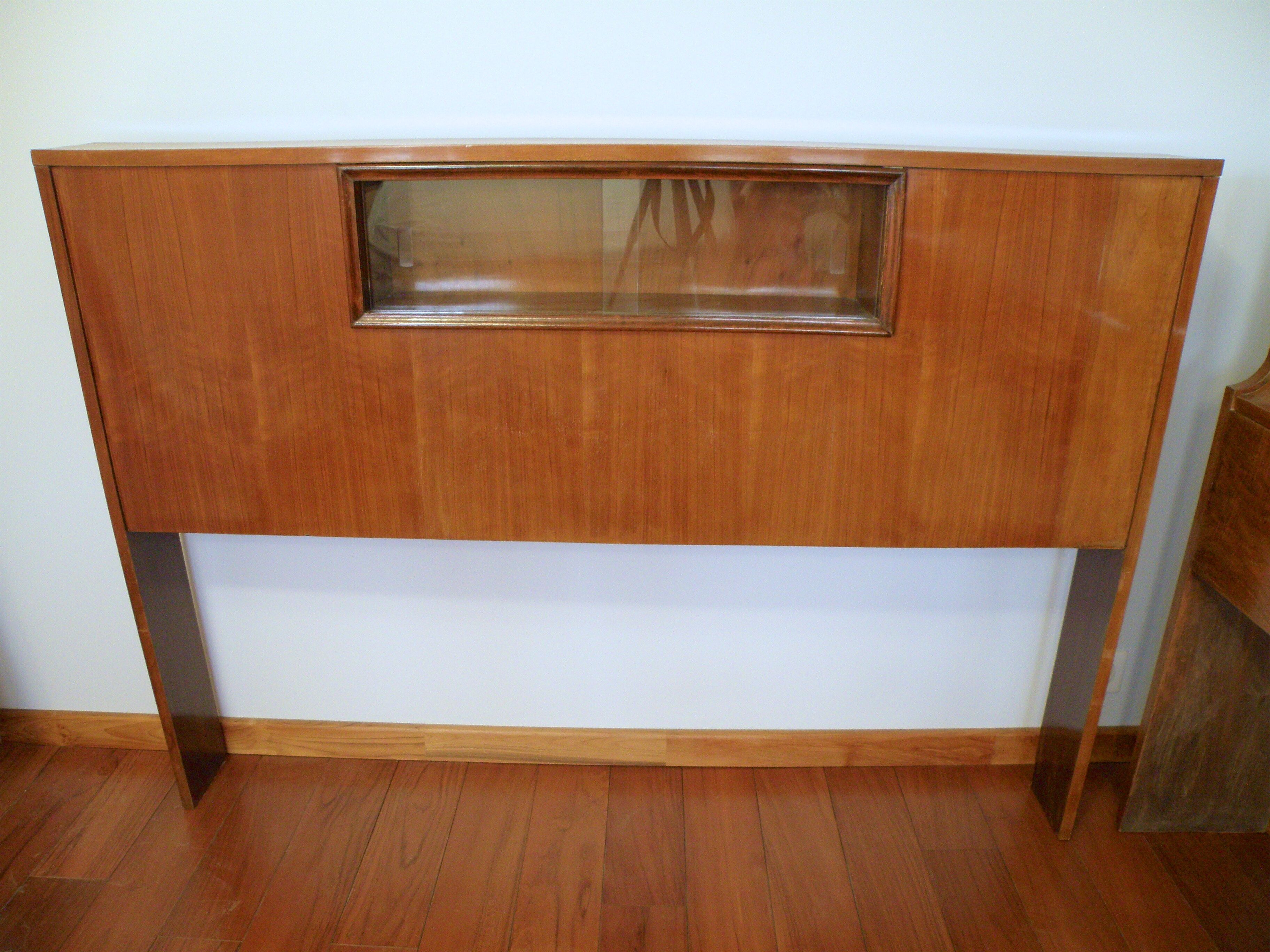 Cozy walnut bramble headboard for bed 140 x 190, from 1950