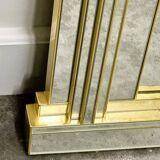 Large vintage horizontal Hollywood Regency mirror by De Knudt, Belgium 1980s.