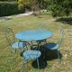 Salon de jardin en fer forgé bleu
