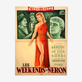 Affiche originale cinéma " Les week-end de Néron " 1956 Brigitte Bardot