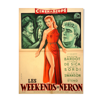 Affiche originale cinéma " Les week-end de Néron " 1956 Brigitte Bardot